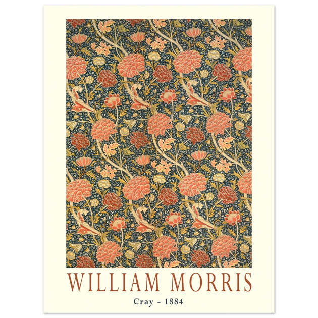 William Morris Cray 1884. Vintage printed cotton  art print.