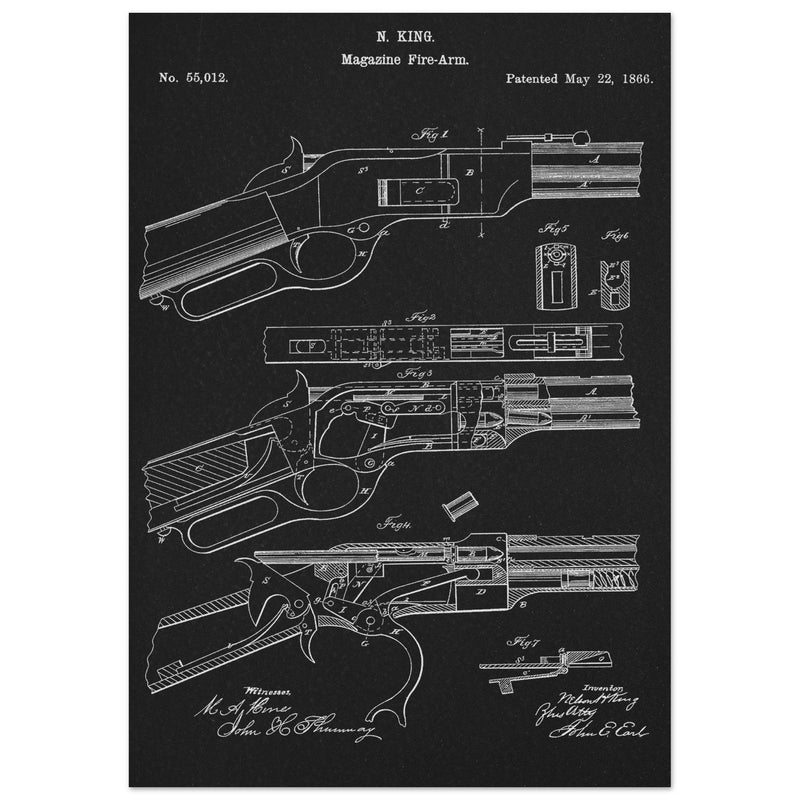 Magazine Fire arm patent 55012 by N kinf.