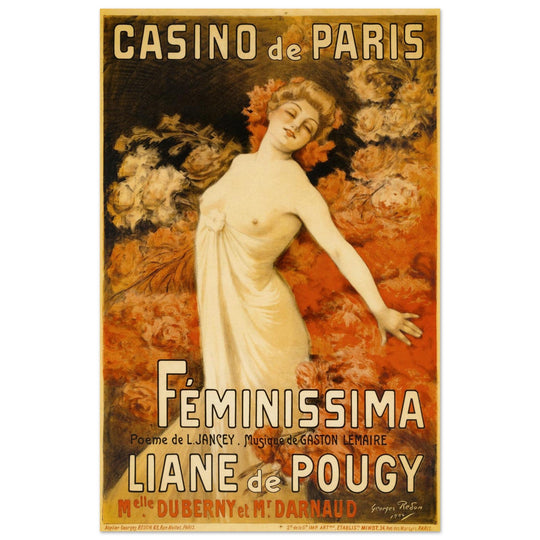 Casino of Paris vintage advertising poster  1904 by Georges Redon.
