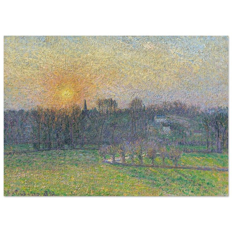 View of Bazincourt Sunset by Camille Pissarro