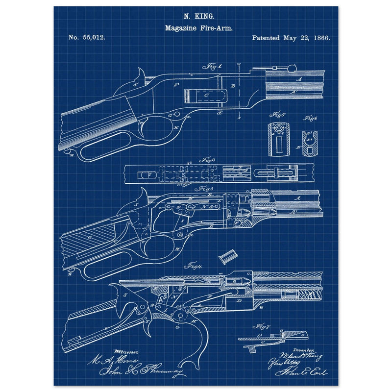 Magazine Fire arm patent 55012 by N kinf.