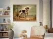 Hunting dog vintage painting poster with partridge in mouth