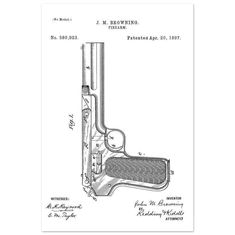 Firearm mechanism patent by John M. Browning.