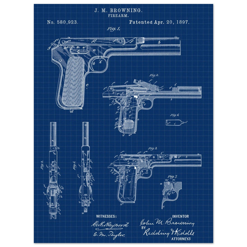 Firearm patent by John Moses Browning 1897 .