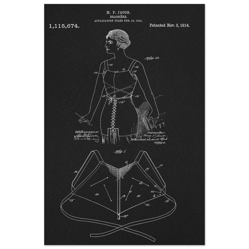 Brassiere patent drawing by M P Jacob.