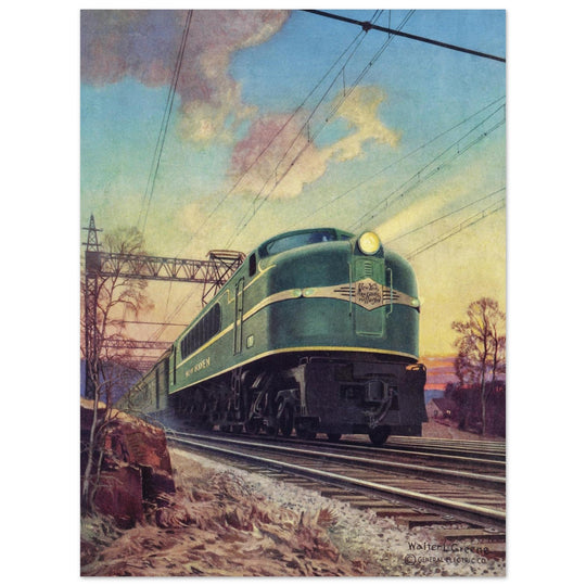 Walter L Green vintage train illustration.