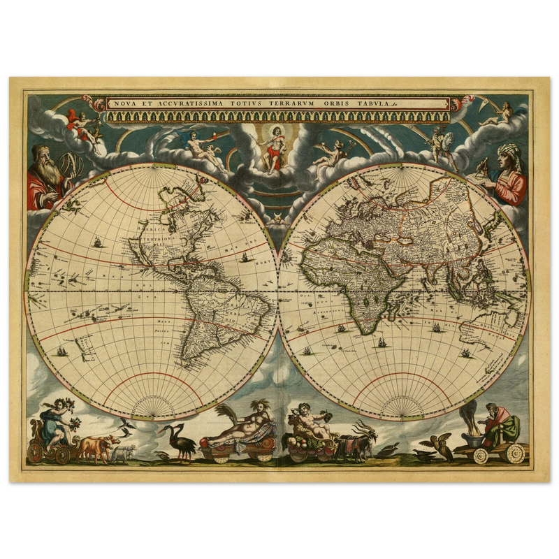 World map Nova et Accuratissima Totius Terrarum Orbis Tabula by Joan Blaeu