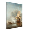 Willem van de Velde the canon shot. Marine painting.