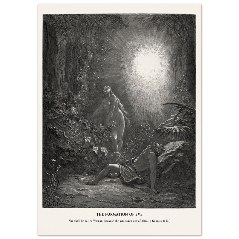 Gustave Dore The Bible engraving print . The Formation of Eve illustration .