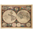 1660 Ancient old world map. Double hemisphere antique map reproduction.