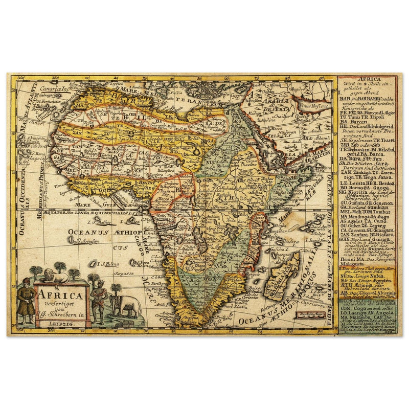 Africa ancient map of the XVIII century by Johann Georg Schreiber.
