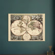 Antique world map print reproduction of the XVII Century. Orbis terrarum nova by Nicolaes Visscher II