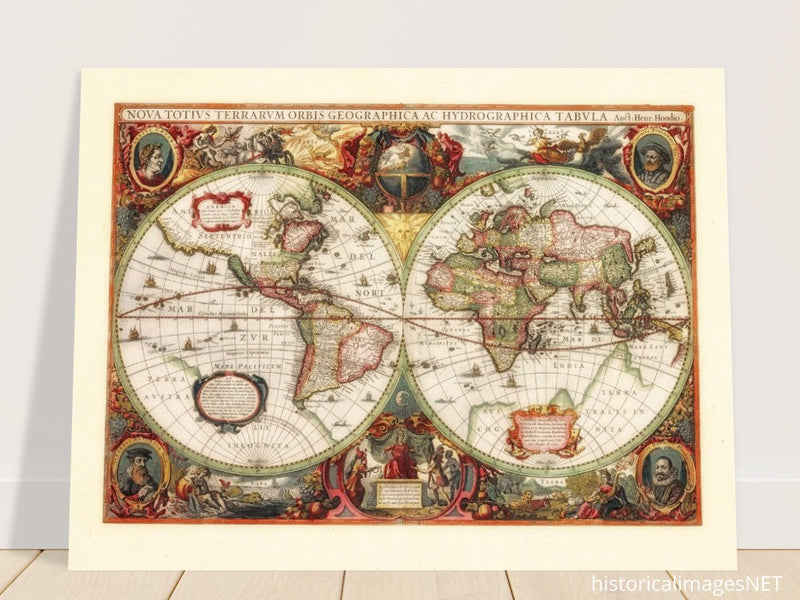 Ancient old world map by Hendrik Hondius