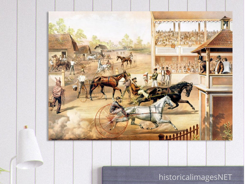Harness racing .Ready for the Trot Bring up Your Horses by Nathaniel Currier.