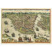 Istanbul ancient map. Byzantium Nunc Constantinopolis by Georg Braun