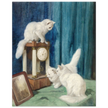 Three curious cats old painting by Arthur Heyer.
