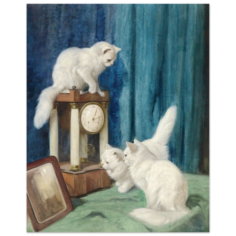 Three curious cats old painting by Arthur Heyer.