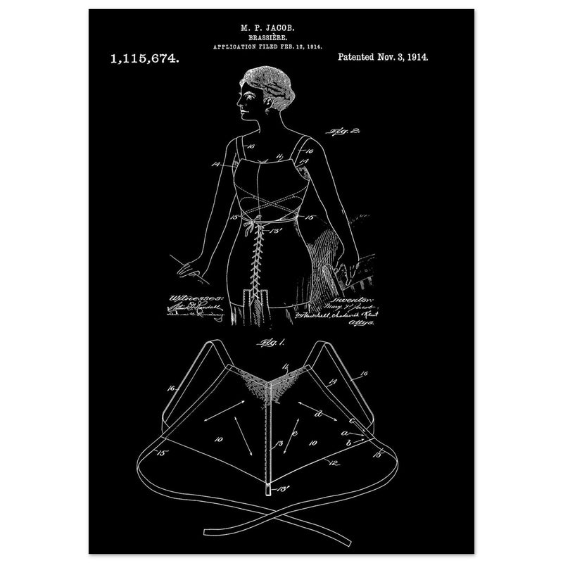 Brassiere patent drawing by M P Jacob.