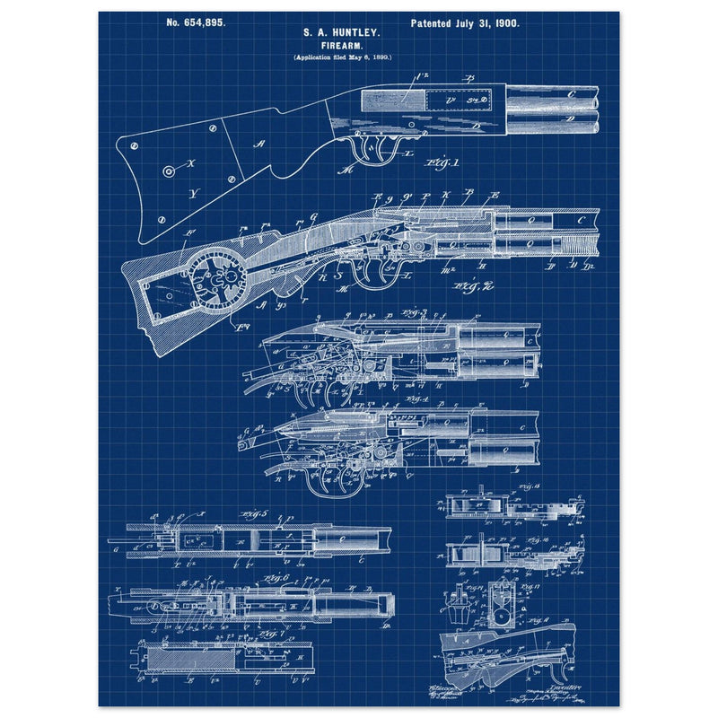 Firearm historic patent 1900. Matte paper