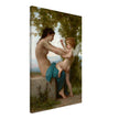 Canvas Cupid and love. A Young Girl Defending Herself against Eros by William Adolphe Bouguereau Antique painting. Greek mythology