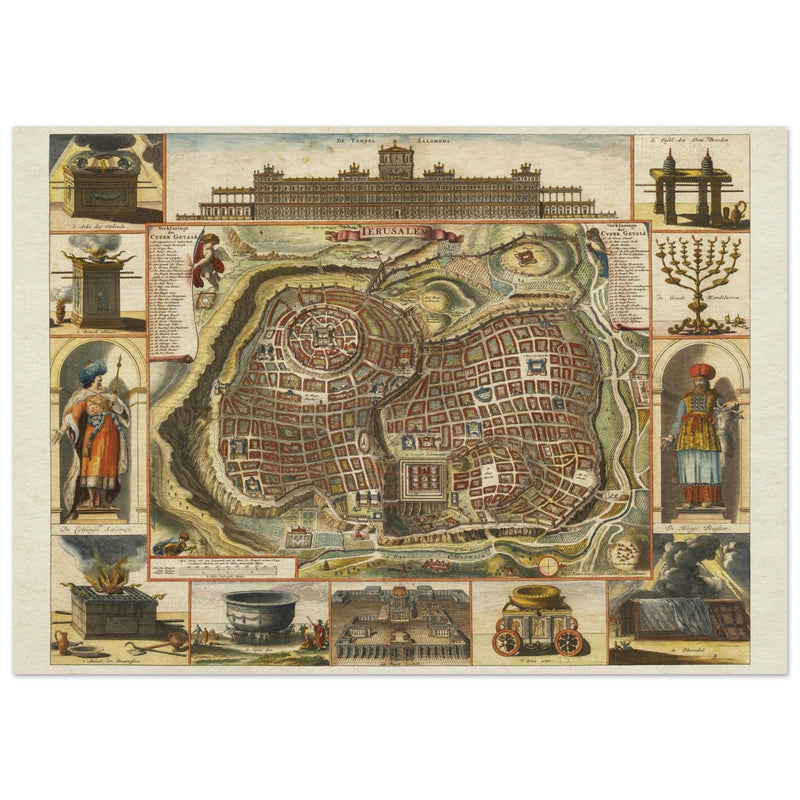 Jerusalem ancient map XVII Century by Daniel Stoopendael.