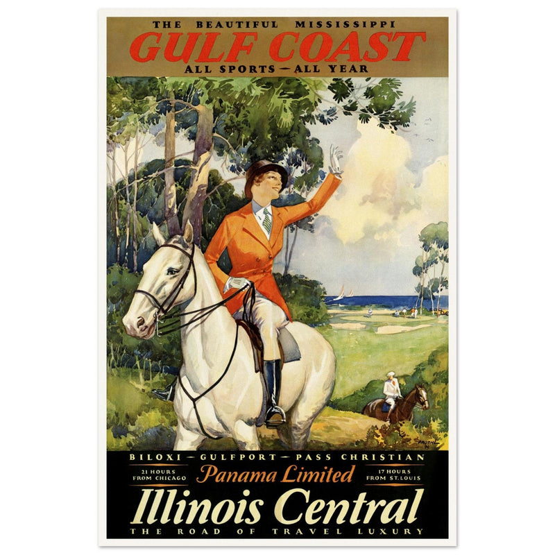 The Mississipi Gulf Coast vintage travel poster. Luxury travel print