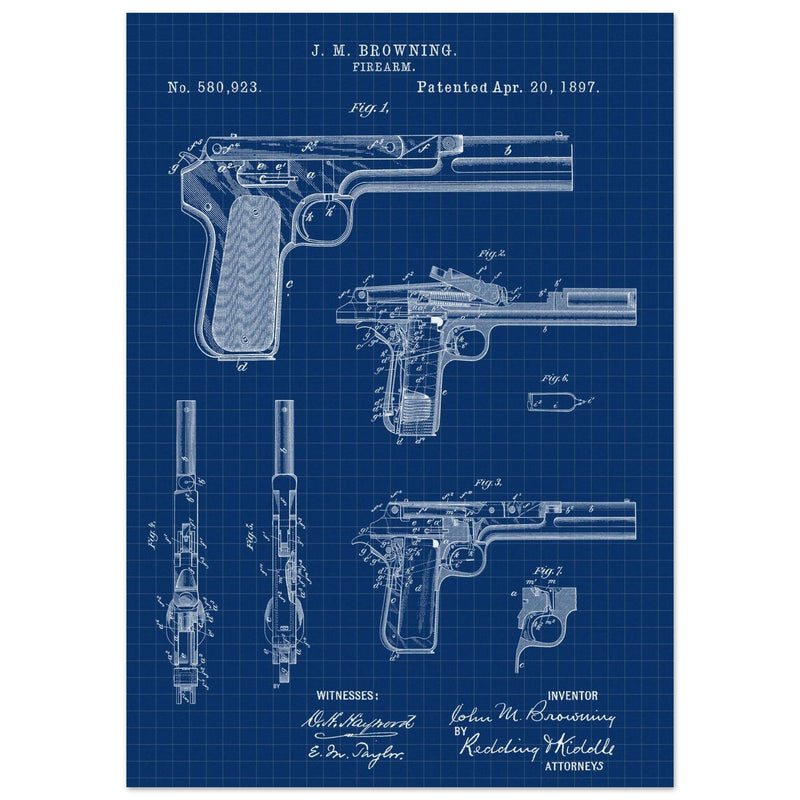 Firearm patent by John Moses Browning 1897 .