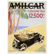 Chazelle advertisng print for Amilcar sports car. Art Nouveau bicycle advertising poster. decoration.