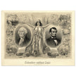 Abraham Lincoln and George Washington. Columbia's noblest sons engraving