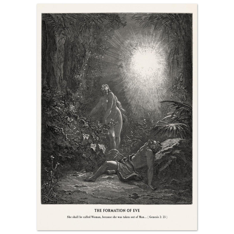 Gustave Dore The Bible engraving print . The Formation of Eve illustration .