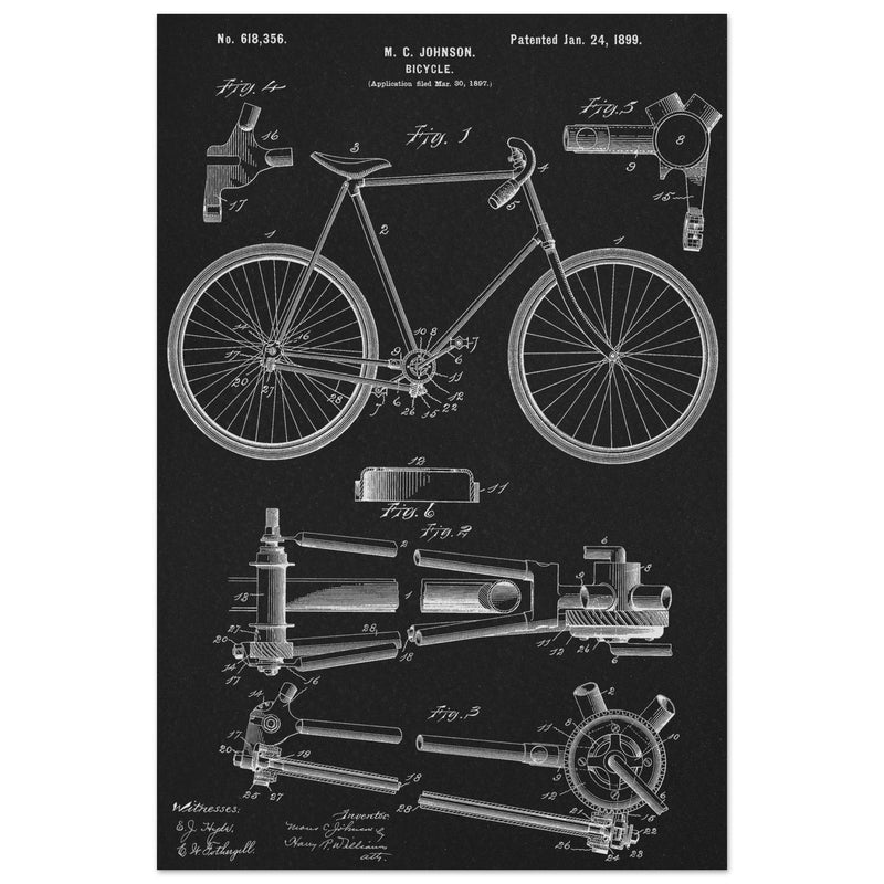 Vintage bicycle patent 1899 by M. C Johnson.