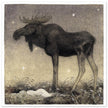 John Bauer vintage illustration print . From the fairy tale Leap the Elk and Little Princess Cottongrass.