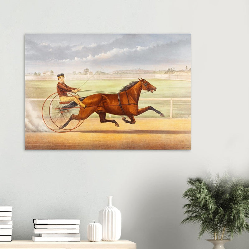 Harness horse racing lithograph. Mr. Bonner's Horse Joe Elliott by John Cameron.