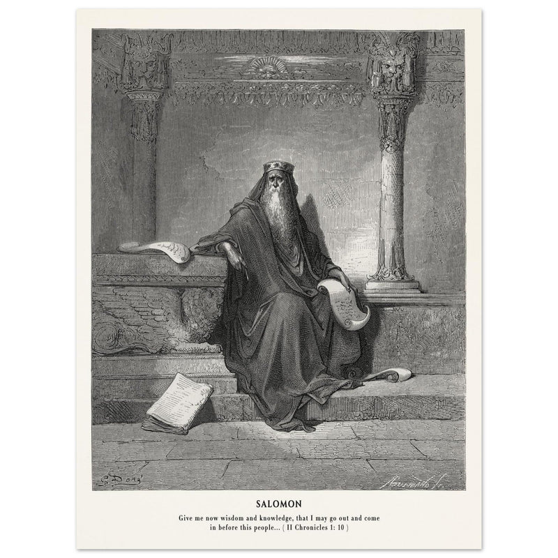 Gustave Dore The Bible engraving print . Salomon illustration .