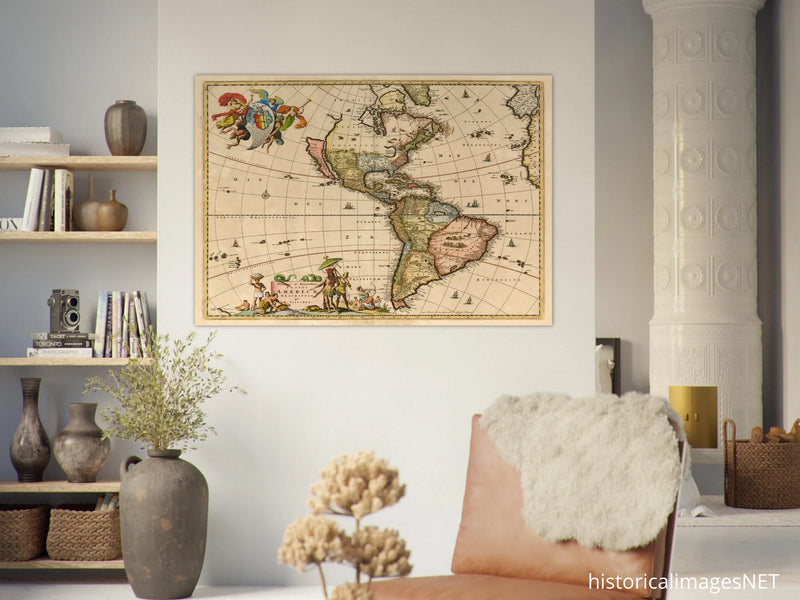 Ancient map print of America by Visher.