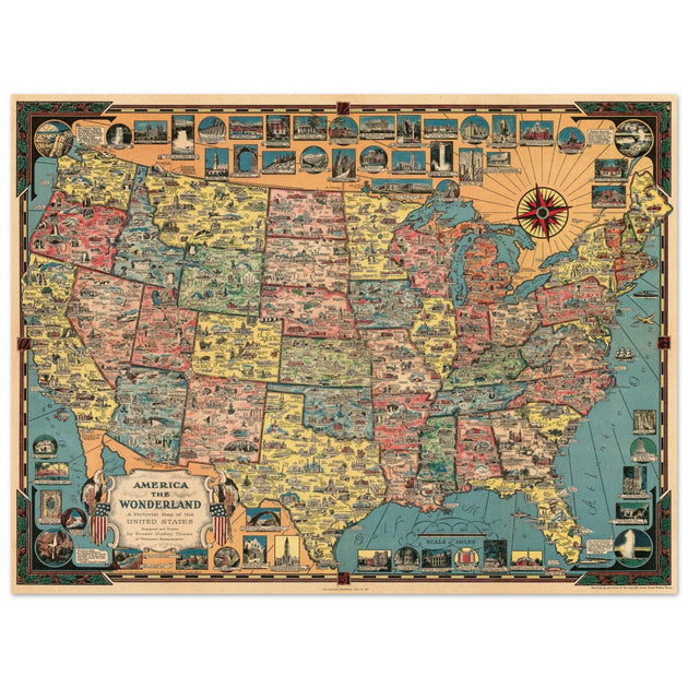 America the Wonderland: A Pictorial Map of the United States by Ernest Dudley Chase.