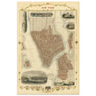 Vintage New York City map. Antique city plan of the city of New York.