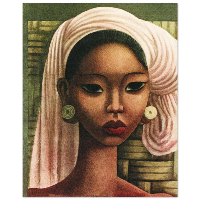 Miguel Covarrubias Bali beauty portrait illustration for a fashion magazine cover.