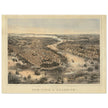 New York City aerial view. 1852 Vintage antique map reproduction.