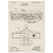 Flying machine patent 1906 by the Wright brothers. Vintage airplane.
