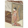 Girl with a yamabuki branch in hands by Suzuki Harunobu XVIII Century Woodblock print reproduction,