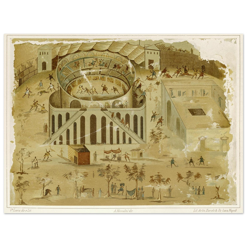 Pompeii circus games engravings by Fausto and Felice Niccolini.