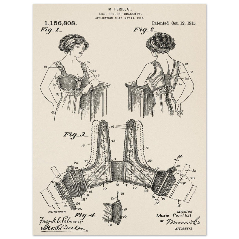 Bust reducer brassiere vintage patent by M Perillat