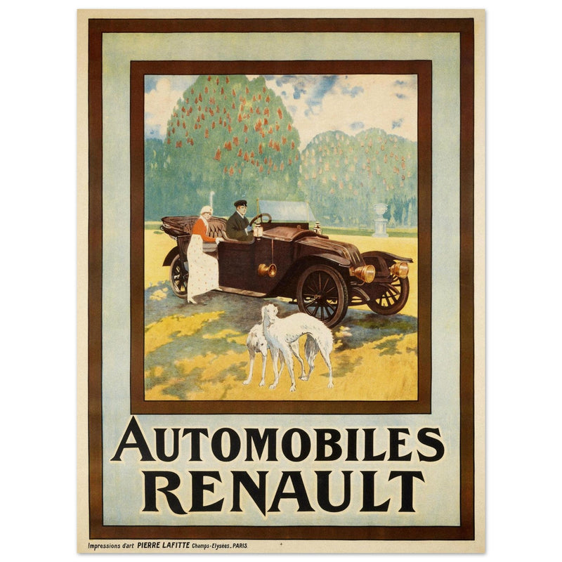 Automobiles Renault vintage advertising print . Created in 1910.