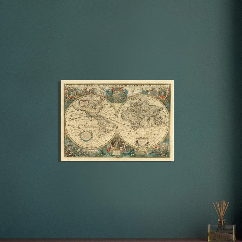 Nova totius terrarum orbis 1630 old world map poster by Hendrik Hondius
