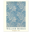 William Morris Marigold art print. Vintage wallpaper reproduction. Blue floral pattern.