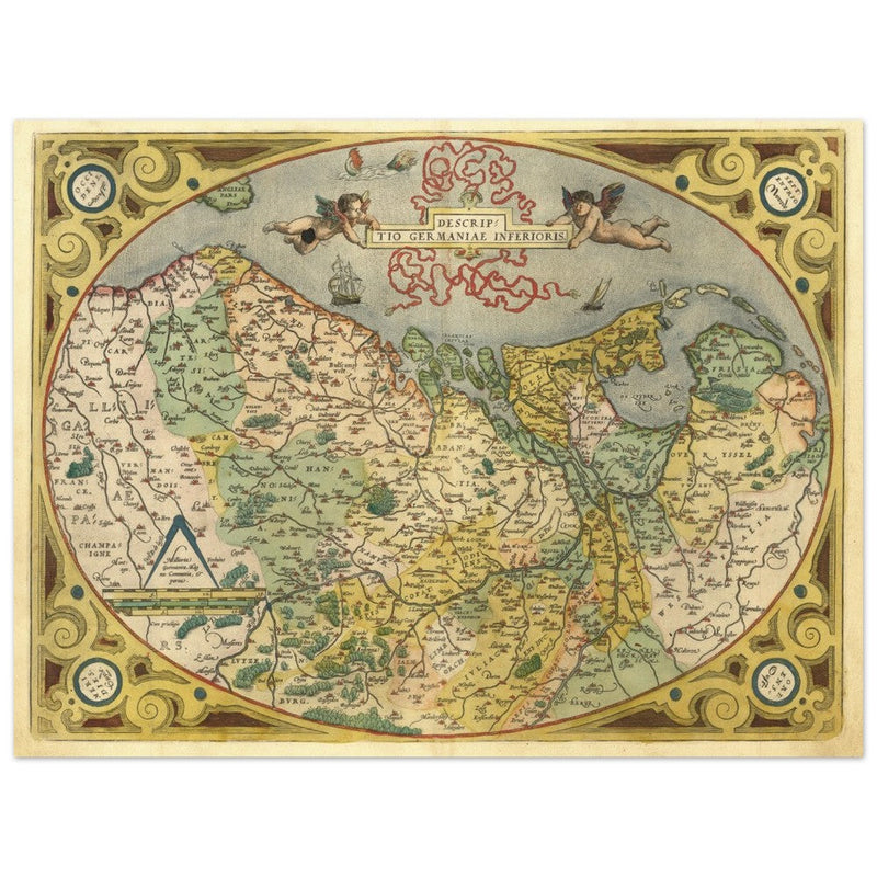 Ancient map of the Low countries ( Belgium, Netherlands and Luxembourg ) by Ortelius.