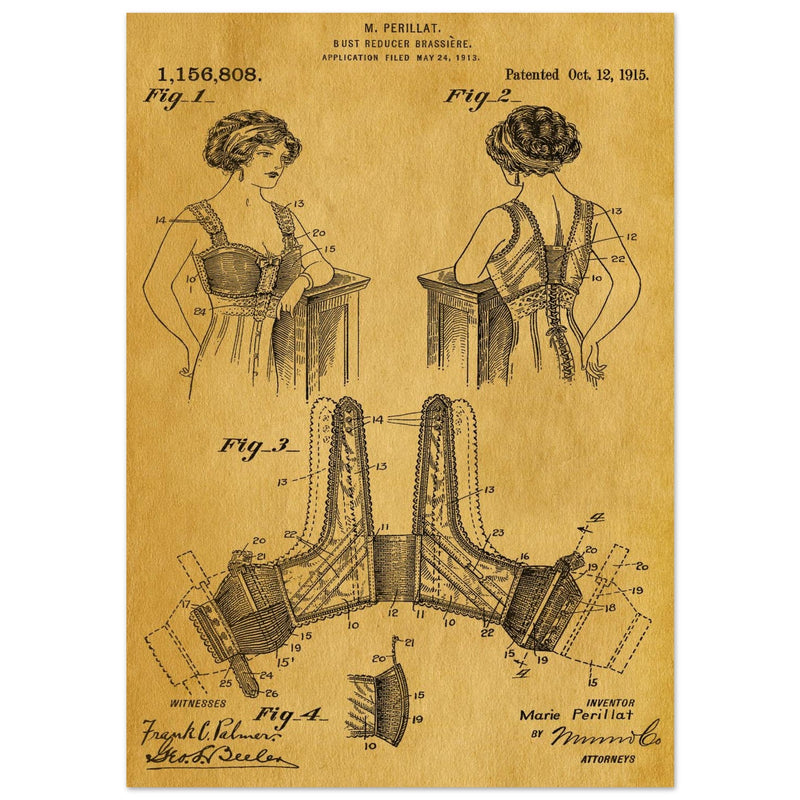 Bust reducer brassiere vintage patent by M Perillat