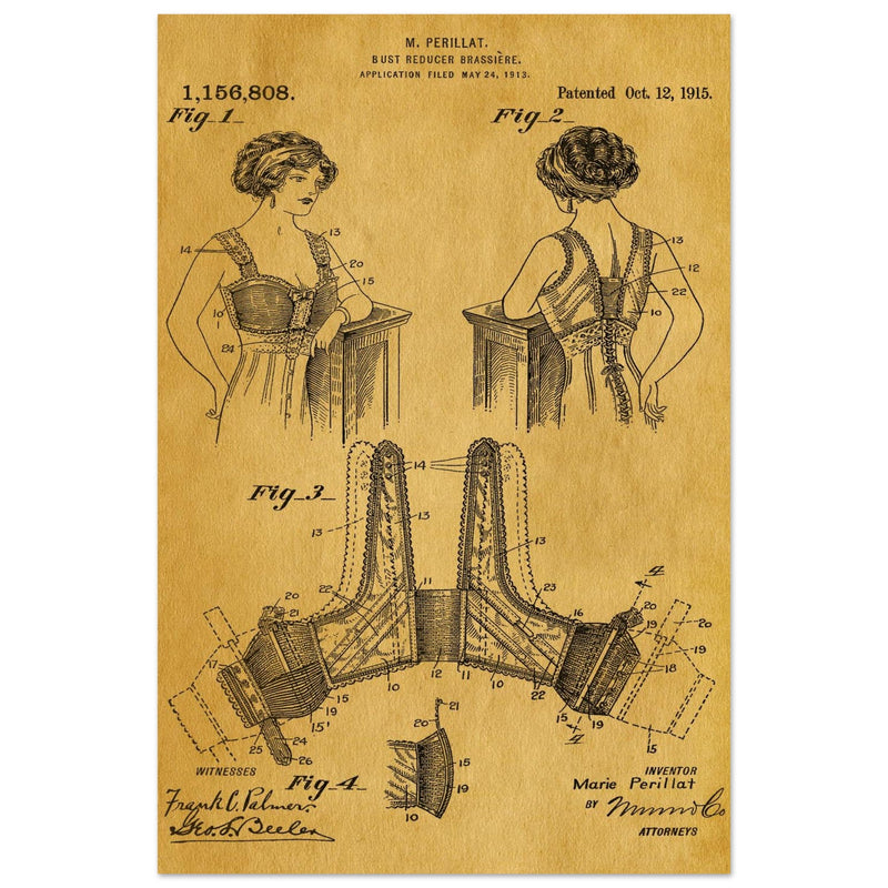 Bust reducer brassiere vintage patent by M Perillat