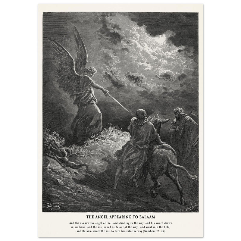 Gustave Dore The Bible engraving print . The angel appearing to Balaam illustration .